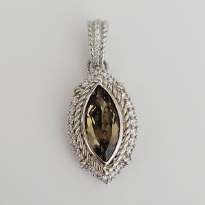 Judith Ripka 925 Sterling Silver Citrine Marquise CZ Pendant